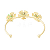 Alloy Flower with Imitation Pearl Beaded Open Cuff Bangle for Women LS-BJEW-D054-02G-02-2