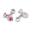 Rack Plating Alloy Crystal Rhinestone European Dangle Charms X-FIND-C055-28P-2