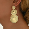 Zinc Alloy Triple Textured Disc Dangle Stud Earring for Women YO6047-4