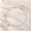 Anchor Brass Micro Pave Clear Cubic Zirconia Charm Anklets for Women FS-WGF32C0-01-1