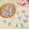 CRASPIRE 1 Set Letter A~Z with Flower Polyester Embroidery Iron on Applique Patch PATC-CP0001-05-3