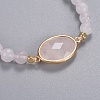 Natural Rose Quartz Braided Bead Bracelets BJEW-JB04210-01-3