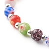 Handmade Millefiori Lampwork Beads Stretch Bracelet for Teen Girl Women Gift BJEW-JB06847-03-4