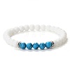 Simple Fashion Natural White Jade & Synthetic Turquoise Beaded Stretch Bracelets for Women KD8303-5-1