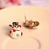Lovely Christmas Snowman Alloy Rhinestone Enamel Stud Earrings EJEW-N0020-069-3