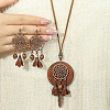 Bohemian Style Alloy & Wood & Leather Dangle Earrings & Necklaces Sets FS-WG3D99C-01-2