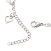 Natural Black Agate(Dyed & Heated) & Natural Pearl & 304 Stainless Steel Heart Tassel Curb Chain Anklets AJEW-AN00697-5