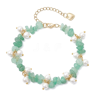 3Pcs Natural Green Aventurine & Sunstone & Lapis Lazuli Chip Beaded Bracelets for Women BJEW-JB12301-1