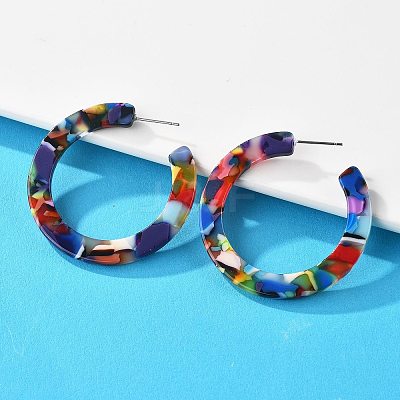 Cellulose Acetate(Resin) Half Hoop Earrings KY-S163-374-1