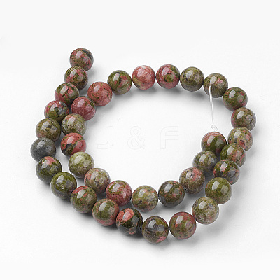 Natural Unakite Bead Strands G-G735-67-10mm-1
