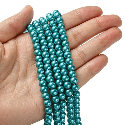 Eco-Friendly Dyed Glass Pearl Round Bead Strands LS-HY-A008-6mm-RB073-1