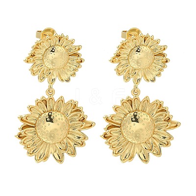 Rack Plating Flower Brass Stud Earrings EJEW-H016-16G-1