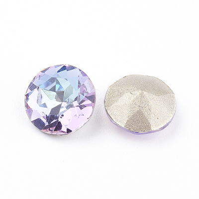 Pointed Back & Back Plated Glass Rhinestone Cabochons LS-RGLA-J012-10mm-001VL-1