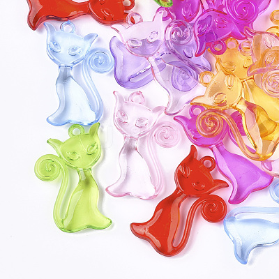 Transparent Acrylic Kitten Pendants TACR-S133-032-1