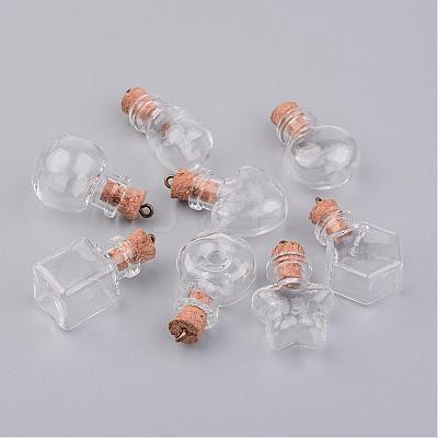 Glass Bottle Pendants PALLOY-JF00247-1
