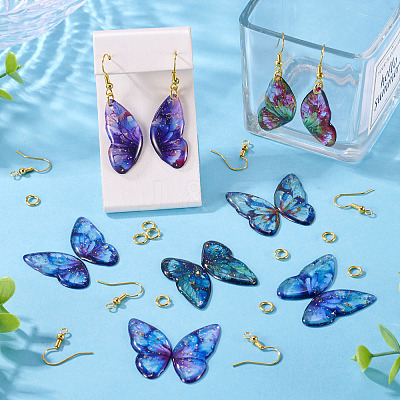 DIY Butterfly Wings Epoxy Resin Dangle Earring Making Kits DIY-TA0012-74-1