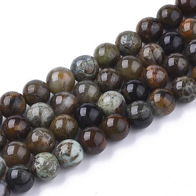 Natural Serpentine Beads Strands G-S333-8mm-015-1