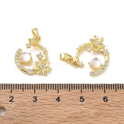 Brass Micro Pave Clear Cubic Zirconia Pendants CU-CBA8C34-06G-01-1