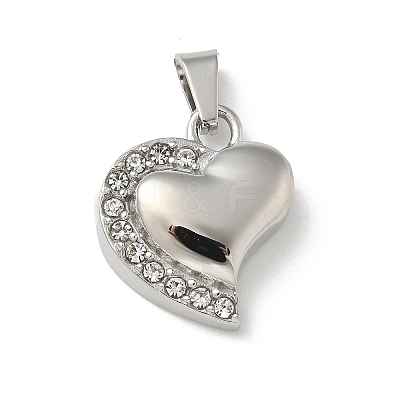 304 Stainless Steel Rhinestone Pendants STAS-R139-02P-1