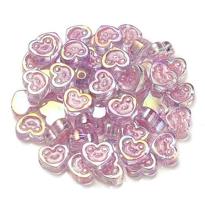 UV Plating Rainbow Iridescent Acrylic Beads OACR-G012-11A-1