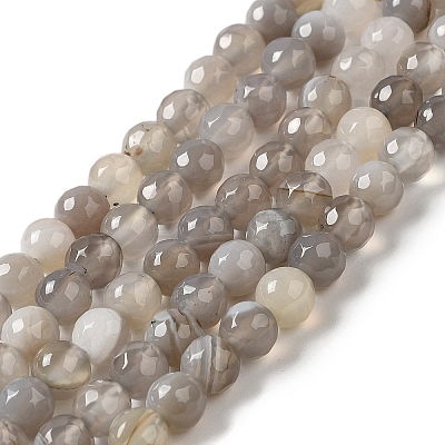 Natural Striped Agate/Banded Agate Beads Strands G-A246-8mm-02-1