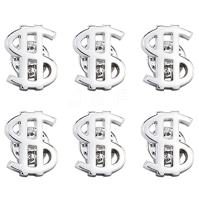6Pcs Dollar Sign Brass Lapel Pin Backs for Backpack Clothes JEWB-FH0003-06-1
