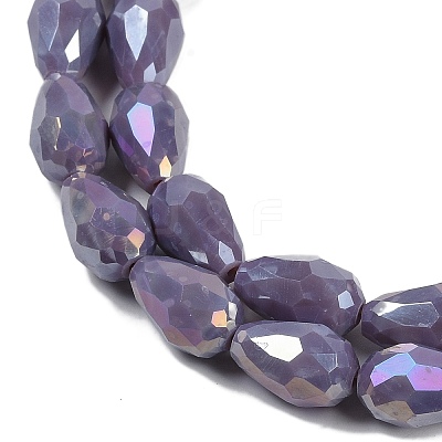 Opaque Solid Color Electroplate Glass Beads Strands LS-EGLA-N013-P8mm-B09-1