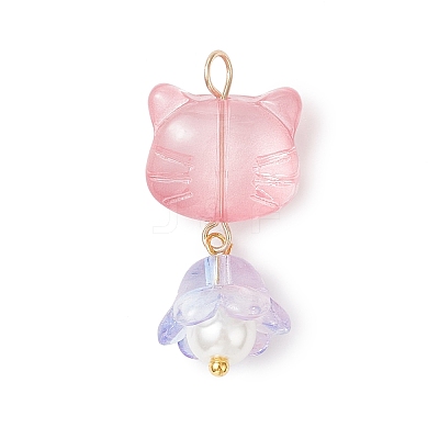 7Pcs Handmade Lampwork Pendants PALLOY-JF04245-02-1