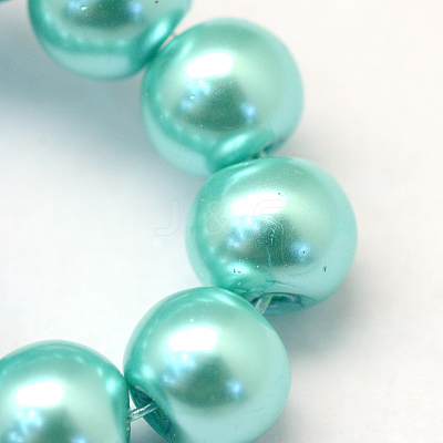 Baking Paint Pearlized Glass Pearl Round Bead Strands HY-Q330-8mm-65-1