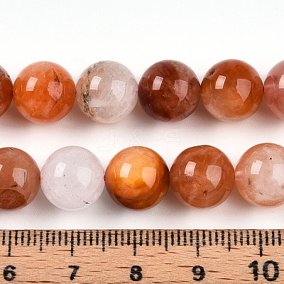 Natural Red Hematoid Quartz Beads Strands G-T140-10mm-01-1
