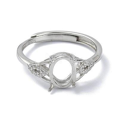 Adjustable 925 Sterling Silver Ring Components STER-K179-37P-1