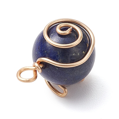 Natural Green Aventurine/Rose Quartz/Tiger Eye/Lapis Lazuli/Amethyst Copper Wire Wrapped Moon Pendants PALLOY-JF02908-1