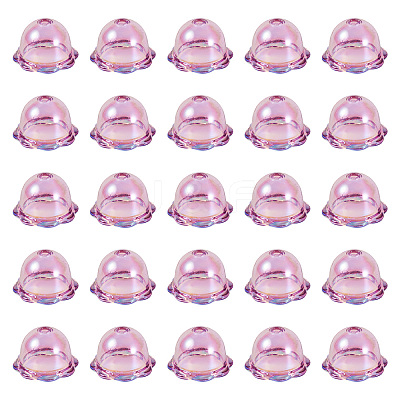 30Pcs UV Plating Acrylic Bead Caps PACR-TA0001-17B-1