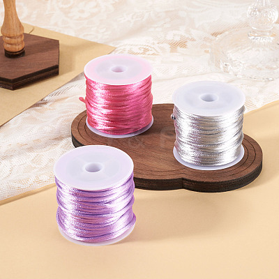 3 Rolls 3 Colors Nylon Satin Rattail Cords NWIR-TA0001-45B-1