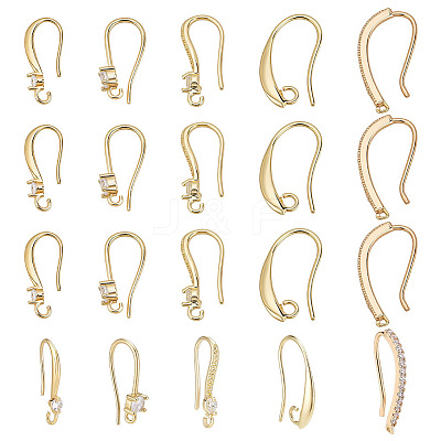 20Pcs 5 Styles Brass Cubic Zirconia Earring Hooks KK-ME0002-56-1