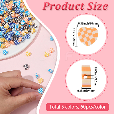300Pcs 5 Colors Handmade Polymer Clay Beads CLAY-SC0002-58-1