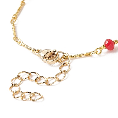 Glass Bead Chain Bracelet Making AJEW-JB01150-09-1
