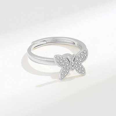 Adjustable Brass Pave Cubic Zirconia Enamel Rotating Finger Rings for Women FS-WGAC909-01-1
