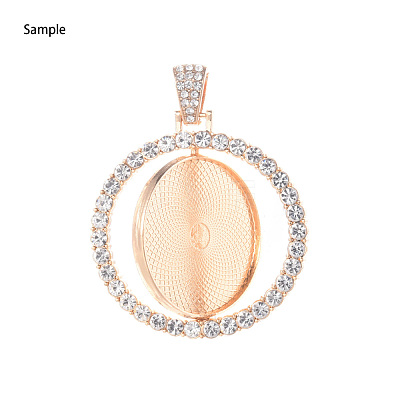 Alloy Pendant Cabochon Settings PALLOY-S107-005G-RS-1