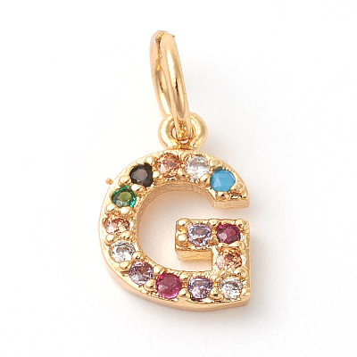 Brass Micro Pave Colorful Cubic Zirconia Charms ZIRC-F092-01-G-1