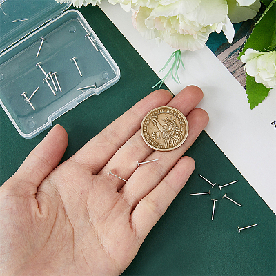 20Pcs 925 Sterling Silver Flat Round Stud Earring Findings STER-DC0001-28-1