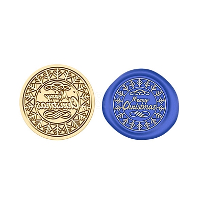 Merry Christmas Wax Seal Brass Stamp Head AJEW-Z031-04G-20-1