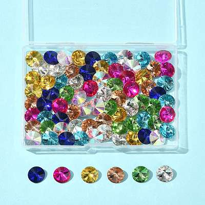 80Pcs 8 Colors Glass Pointed Back Rhinestone RGLA-FS0001-20-1