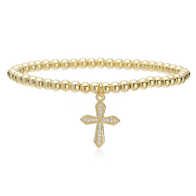 Brass Micro Pave Clear Cubic Zirconia Charm Bracelets WG86A15-03-1