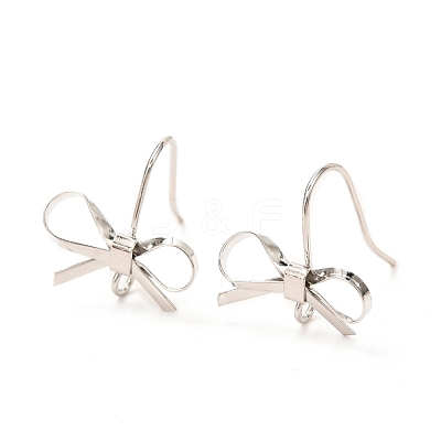 Bowknot Shape Brass Earring Hooks KK-K256-01P-1