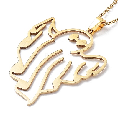 201 Stainless Steel Hollow Ghost Pendant Necklace with Cable Chains NJEW-Q317-08G-1