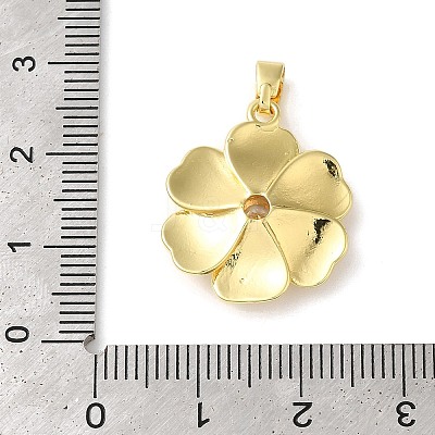 Rack Plating Brass Micro Pave Clear Cubic Zirconia Pendants KK-U022-04G-1
