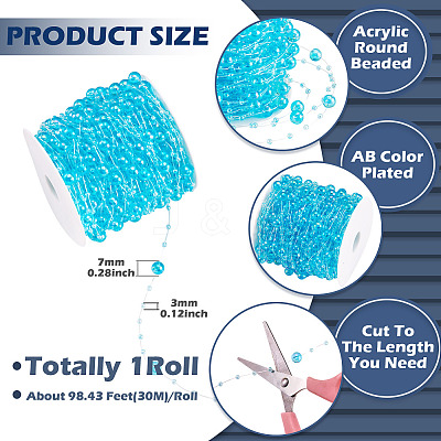 Acrylic Round Beaded Link Chains DIY-MB0007-001D-1
