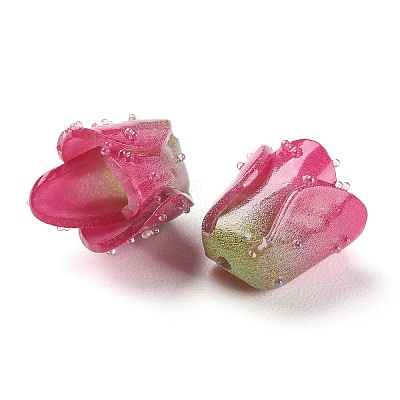 4-Petal Opaque Acrylic Bead Caps SACR-D007-07A-1