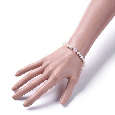 Stretch Grade A Natural Freshwater Pearl Bracelets X-BJEW-JB04623-01-1